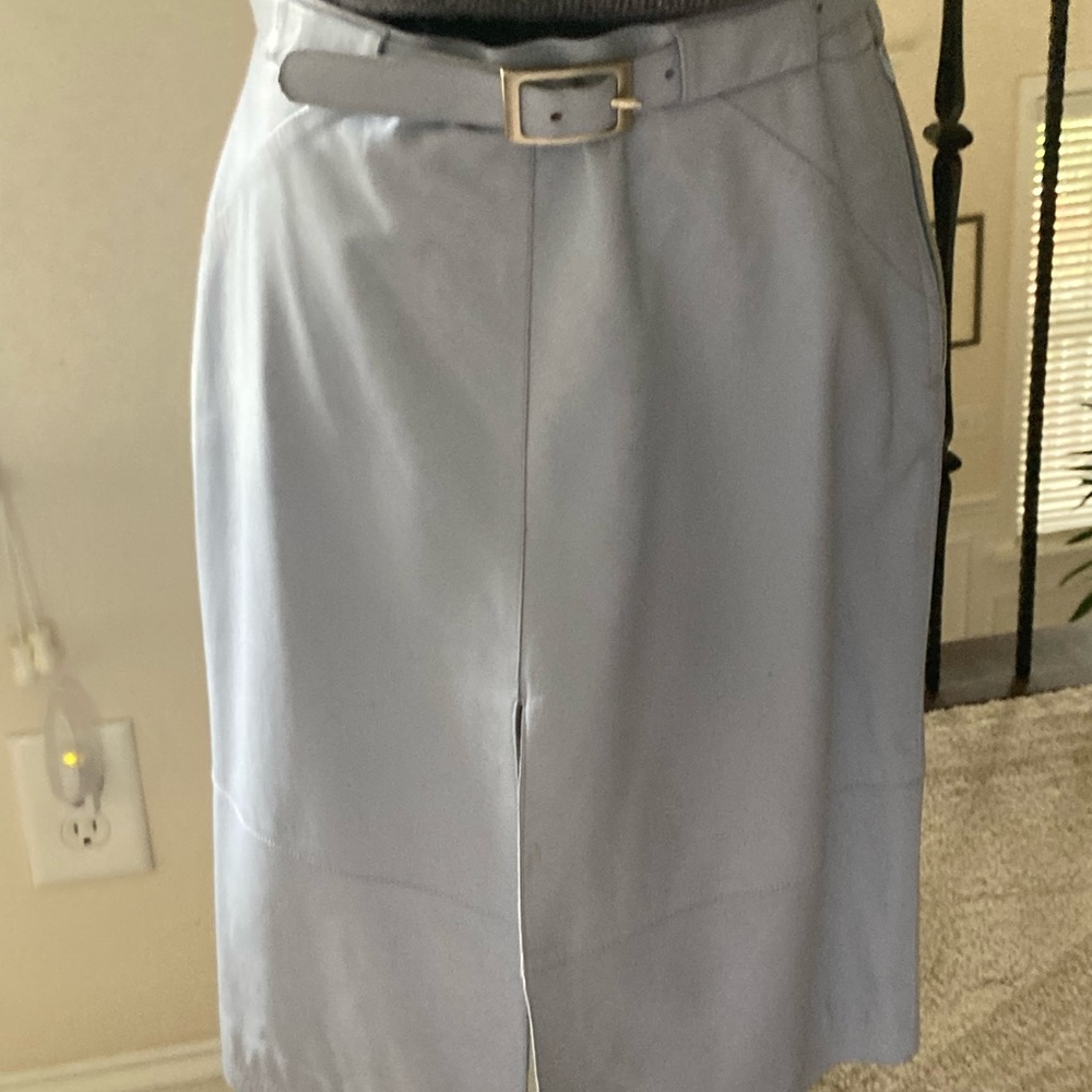 Johnathan Logan belted skirt;100% leather